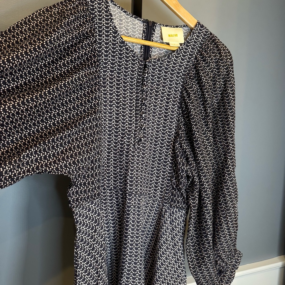 Anthropologie Maeve Nilaya Dress Dark Blue White With Pockets Size‎ S - Picture 3 of 8